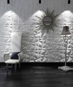 Alternative view of 12 Panneaux Muraux PVC 3D Géométrique – Blanc – 50x50cm