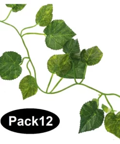 Pack de 12 Guirlandes de Lierre Artificielles – 80 feuilles – 2m